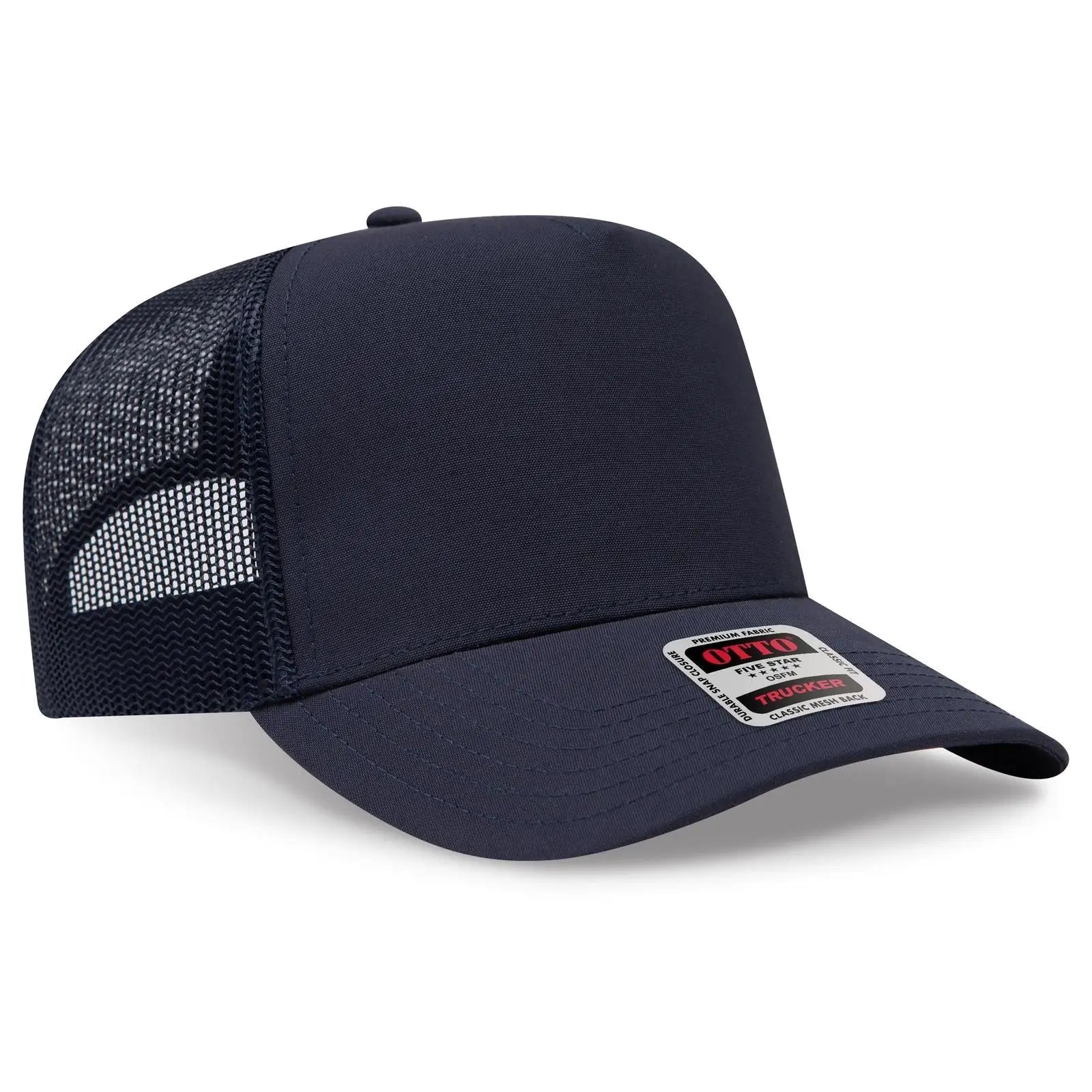 OTTO 32-285 5 Panel Mid Profile Mesh Back Trucker Cap - Nvy - Nvy / 6 1/2’’ - 7 5/8’’