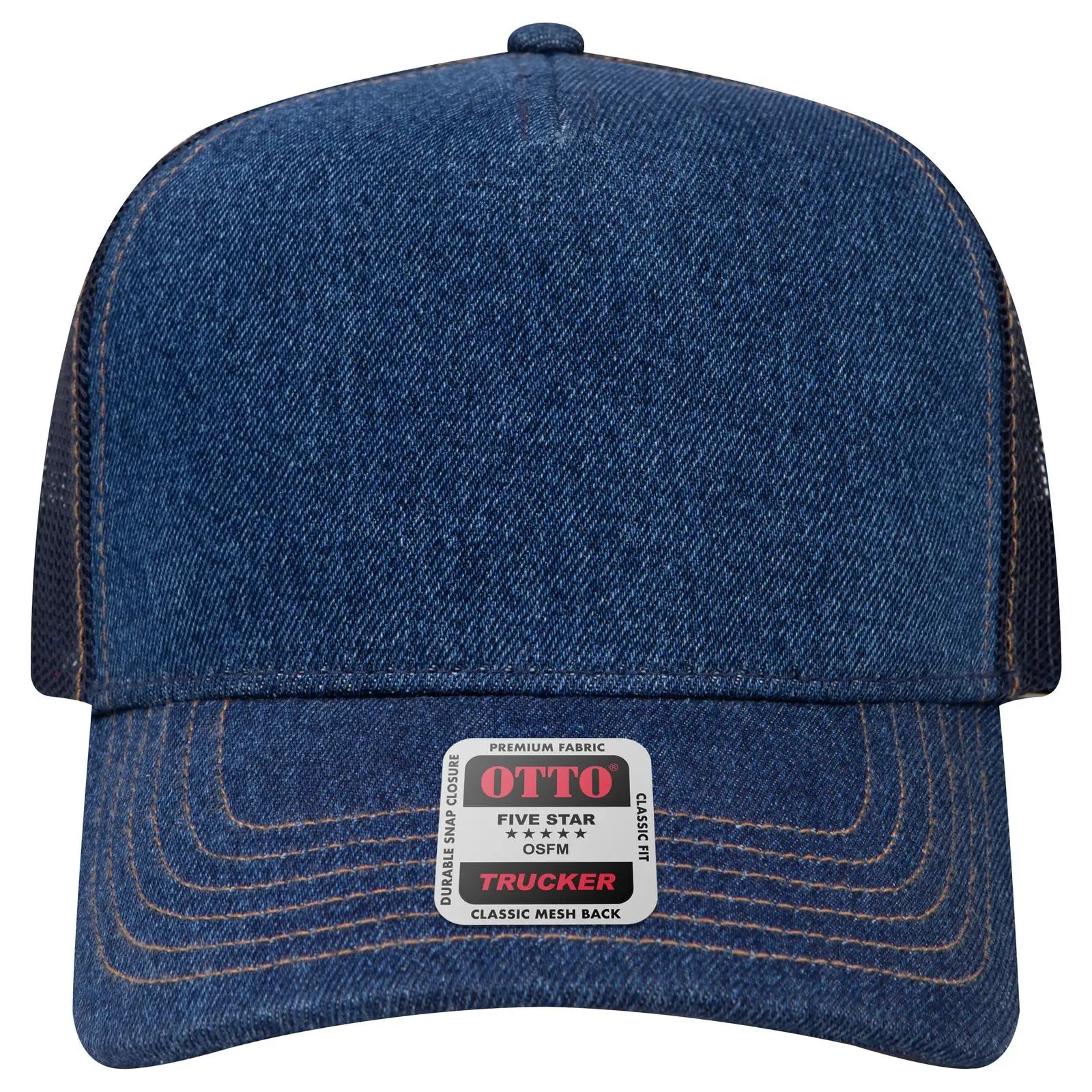 OTTO 32-285 5 Panel Mid Profile Mesh Back Trucker Cap - Nvy/Gld - Nvy/Gld / 6 1/2’’ - 7 5/8’’
