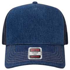 OTTO 32-285 5 Panel Mid Profile Mesh Back Trucker Cap - Nvy/Gld - Nvy/Gld / 6 1/2’’ - 7 5/8’’