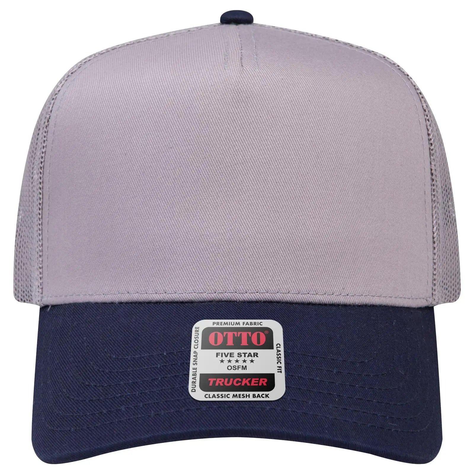 OTTO 32-285 5 Panel Mid Profile Mesh Back Trucker Cap - Nvy/Gry - Nvy/Gry / 6 1/2’’ - 7 5/8’’