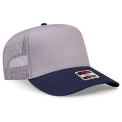 OTTO 32-285 5 Panel Mid Profile Mesh Back Trucker Cap - Nvy/Gry - Nvy/Gry / 6 1/2’’ - 7 5/8’’