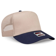 OTTO 32-285 5 Panel Mid Profile Mesh Back Trucker Cap - Nvy/Kha - Nvy/Kha / 6 1/2’’ - 7 5/8’’
