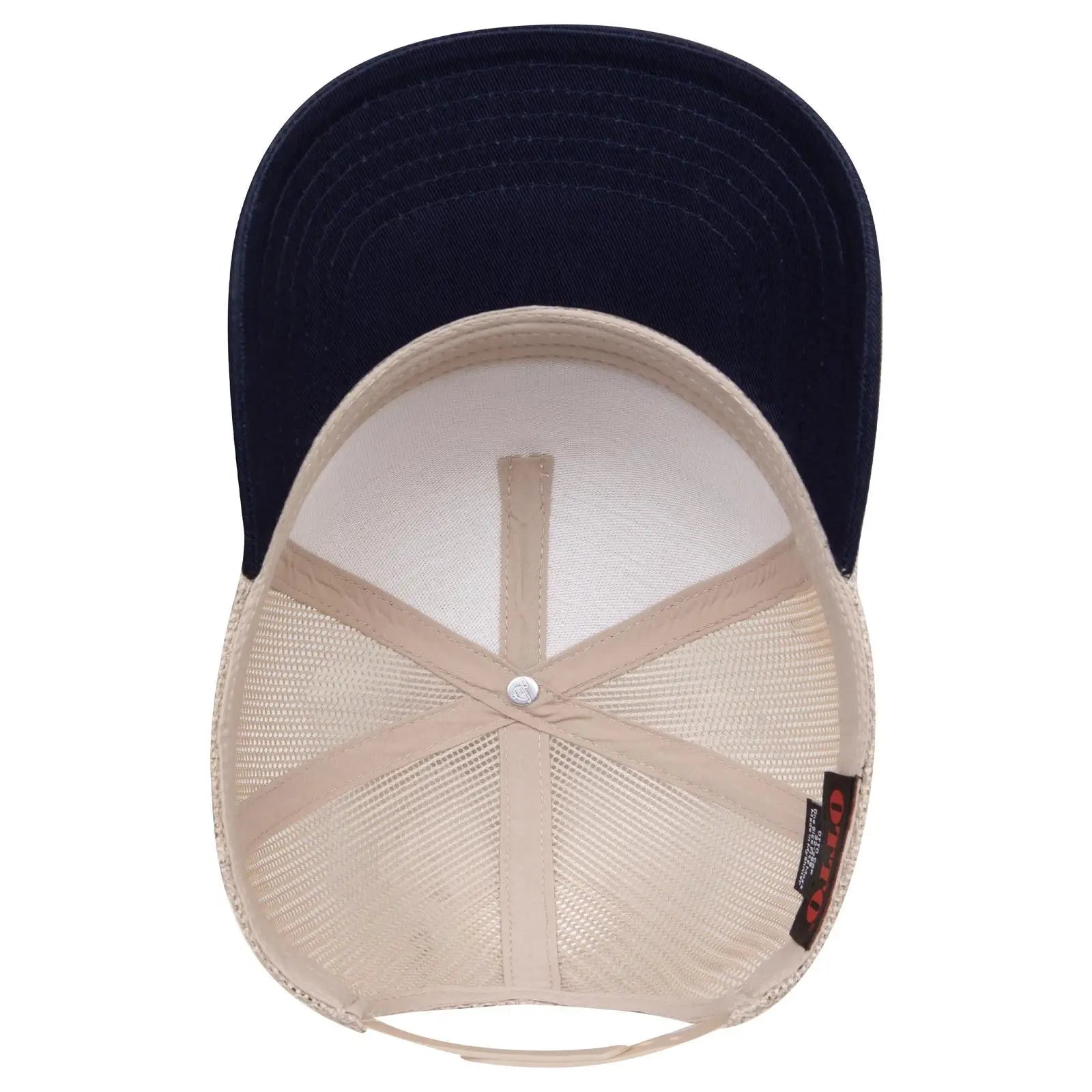 OTTO 32-285 5 Panel Mid Profile Mesh Back Trucker Cap - Nvy/Kha - Nvy/Kha / 6 1/2’’ - 7 5/8’’