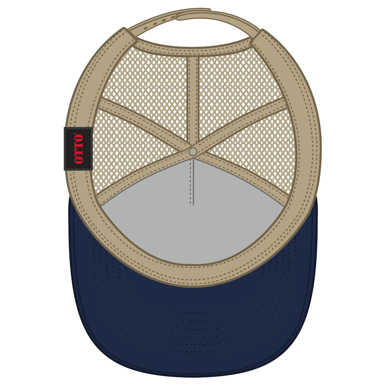 OTTO 32-285 5 Panel Mid Profile Mesh Back Trucker Cap - Nvy/Kha - Nvy/Kha / 6 1/2’’ - 7 5/8’’
