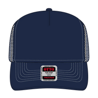 OTTO 32-285 5 Panel Mid Profile Mesh Back Trucker Cap - Nvy/Wt - Nvy/Wt / 6 1/2’’ - 7 5/8’’