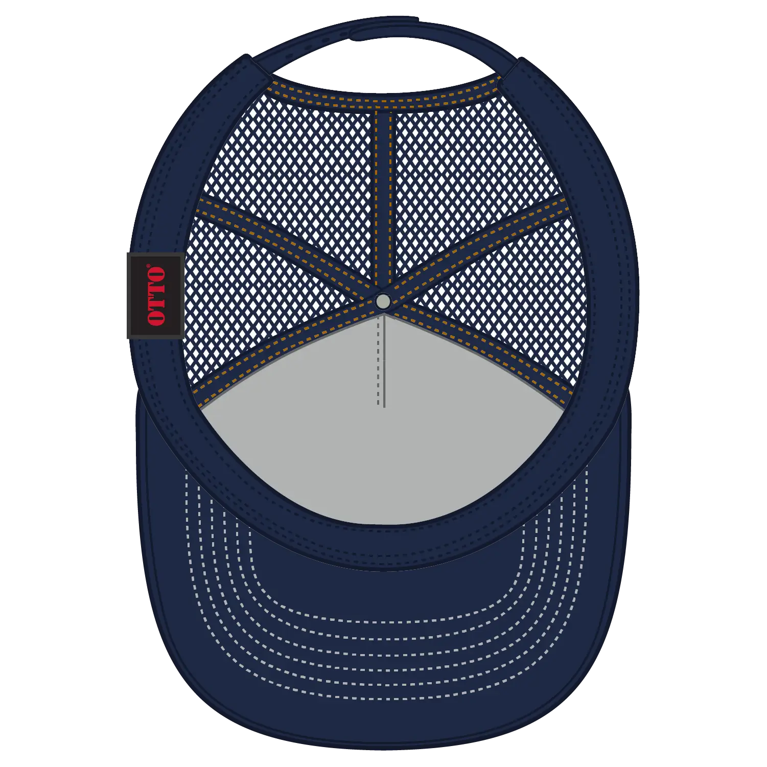 OTTO 32-285 5 Panel Mid Profile Mesh Back Trucker Cap - Nvy/Wt - Nvy/Wt / 6 1/2’’ - 7 5/8’’