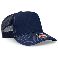 OTTO 32-285 5 Panel Mid Profile Mesh Back Trucker Cap - Nvy/Wt - Nvy/Wt / 6 1/2’’ - 7 5/8’’