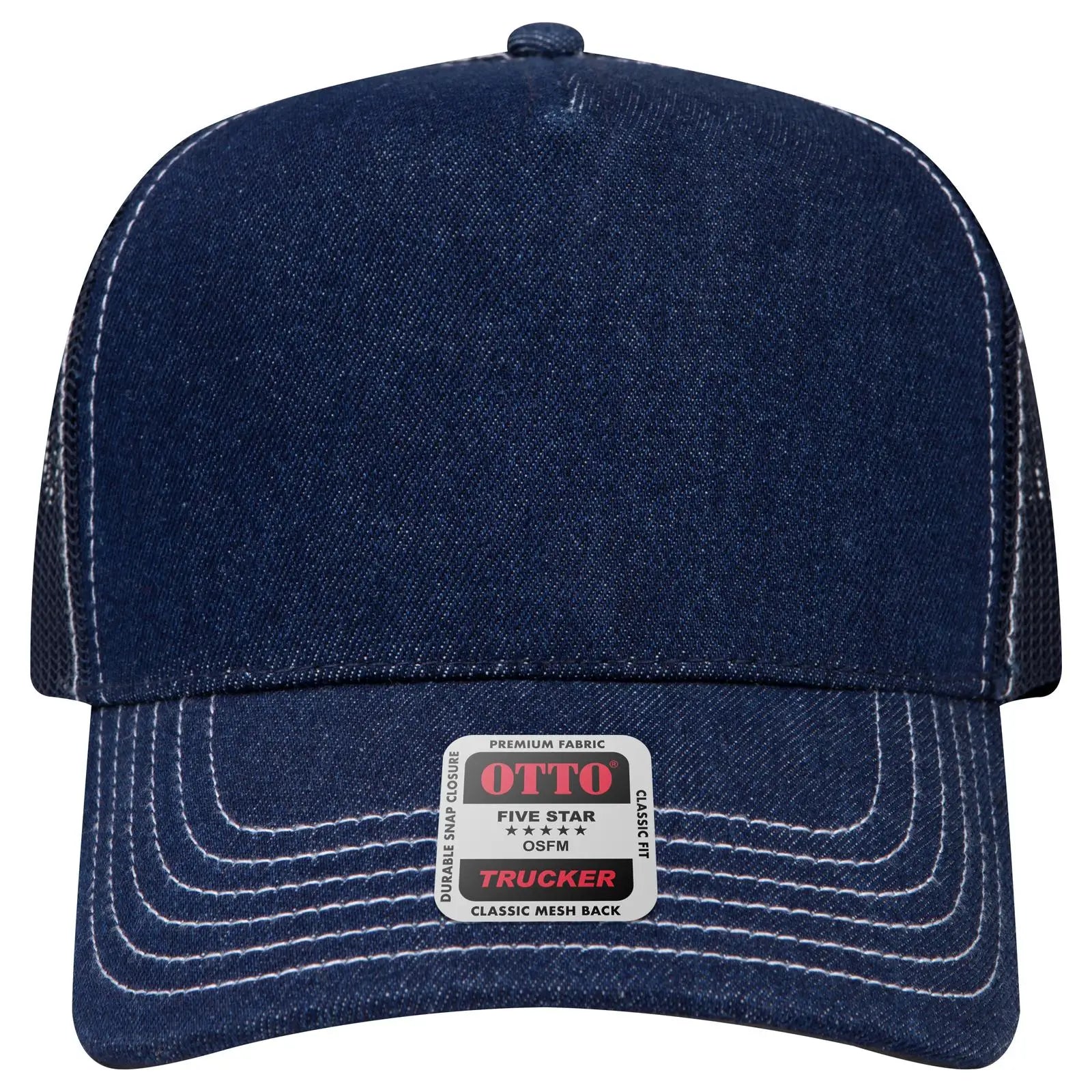 OTTO 32-285 5 Panel Mid Profile Mesh Back Trucker Cap - Nvy/Wt - Nvy/Wt / 6 1/2’’ - 7 5/8’’