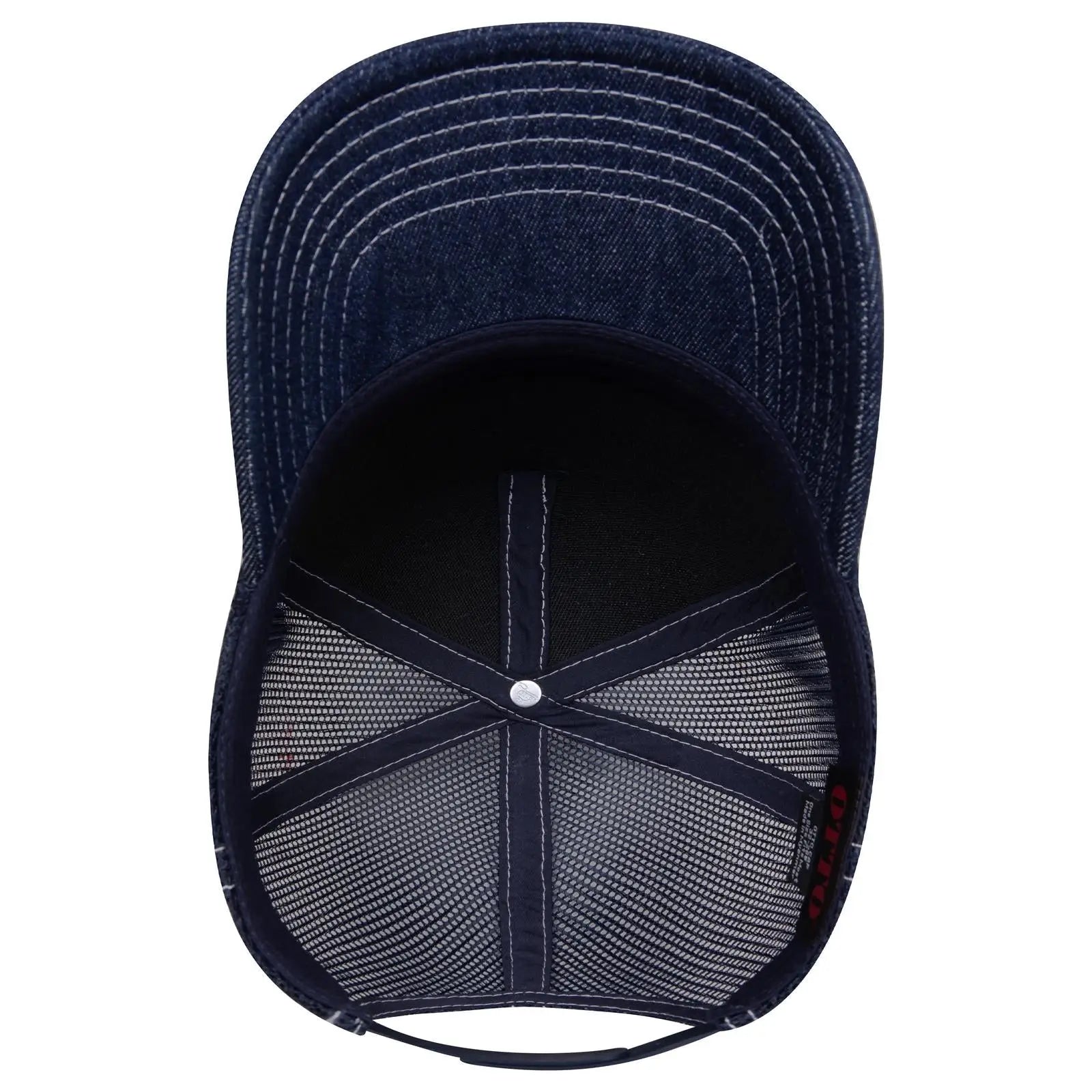 OTTO 32-285 5 Panel Mid Profile Mesh Back Trucker Cap - Nvy/Wt - Nvy/Wt / 6 1/2’’ - 7 5/8’’