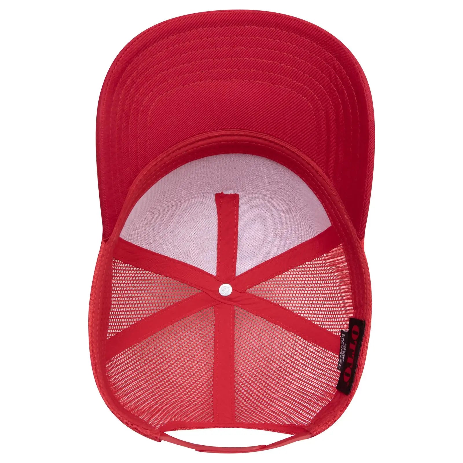 OTTO 32-285 5 Panel Mid Profile Mesh Back Trucker Cap - Red