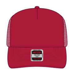 OTTO 32-285 5 Panel Mid Profile Mesh Back Trucker Cap - Red - Red / 6 1/2’’ - 7 5/8’’