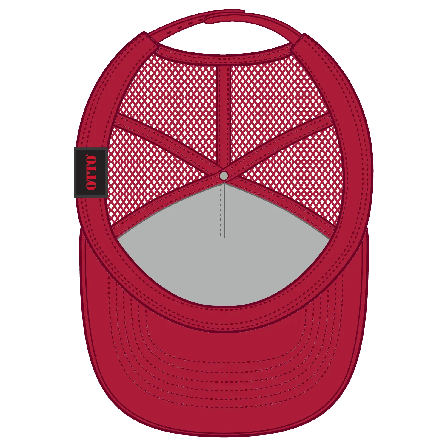 OTTO 32-285 5 Panel Mid Profile Mesh Back Trucker Cap - Red