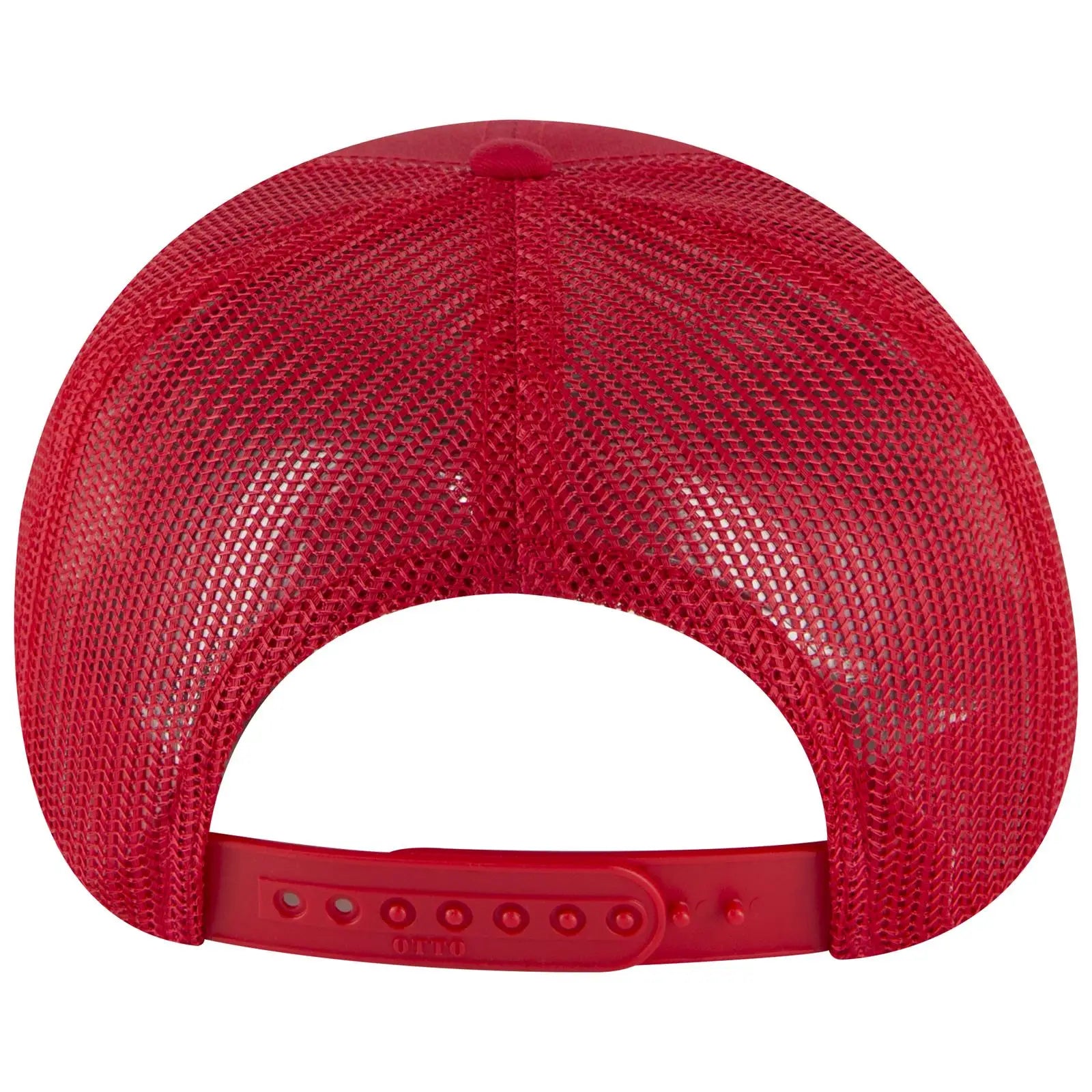 OTTO 32-285 5 Panel Mid Profile Mesh Back Trucker Cap - Red