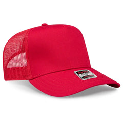 OTTO 32-285 5 Panel Mid Profile Mesh Back Trucker Cap - Red