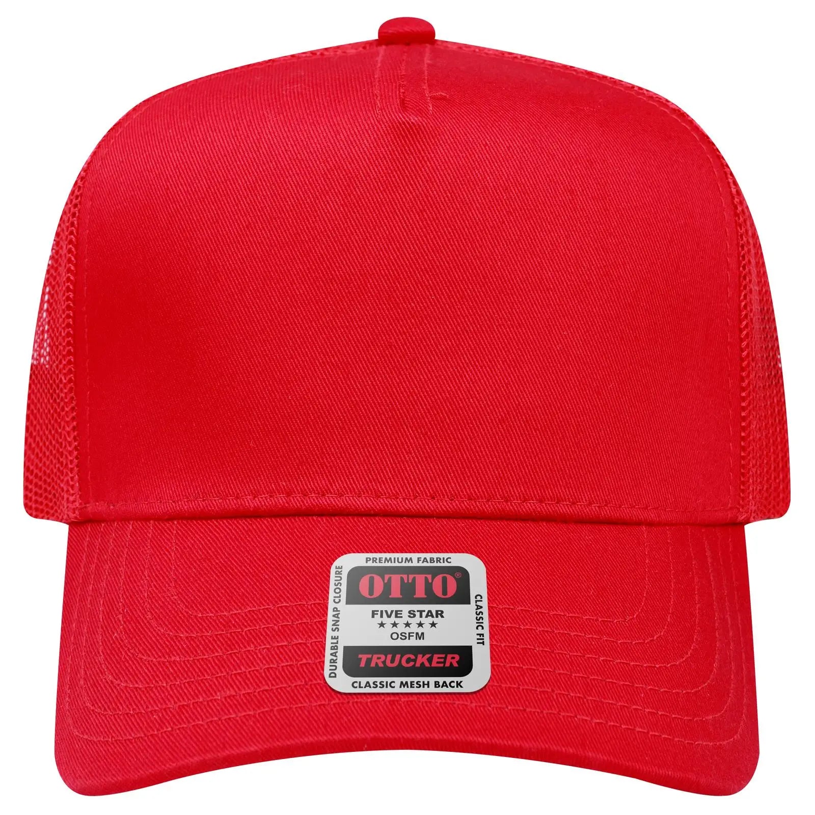OTTO 32-285 5 Panel Mid Profile Mesh Back Trucker Cap - Red