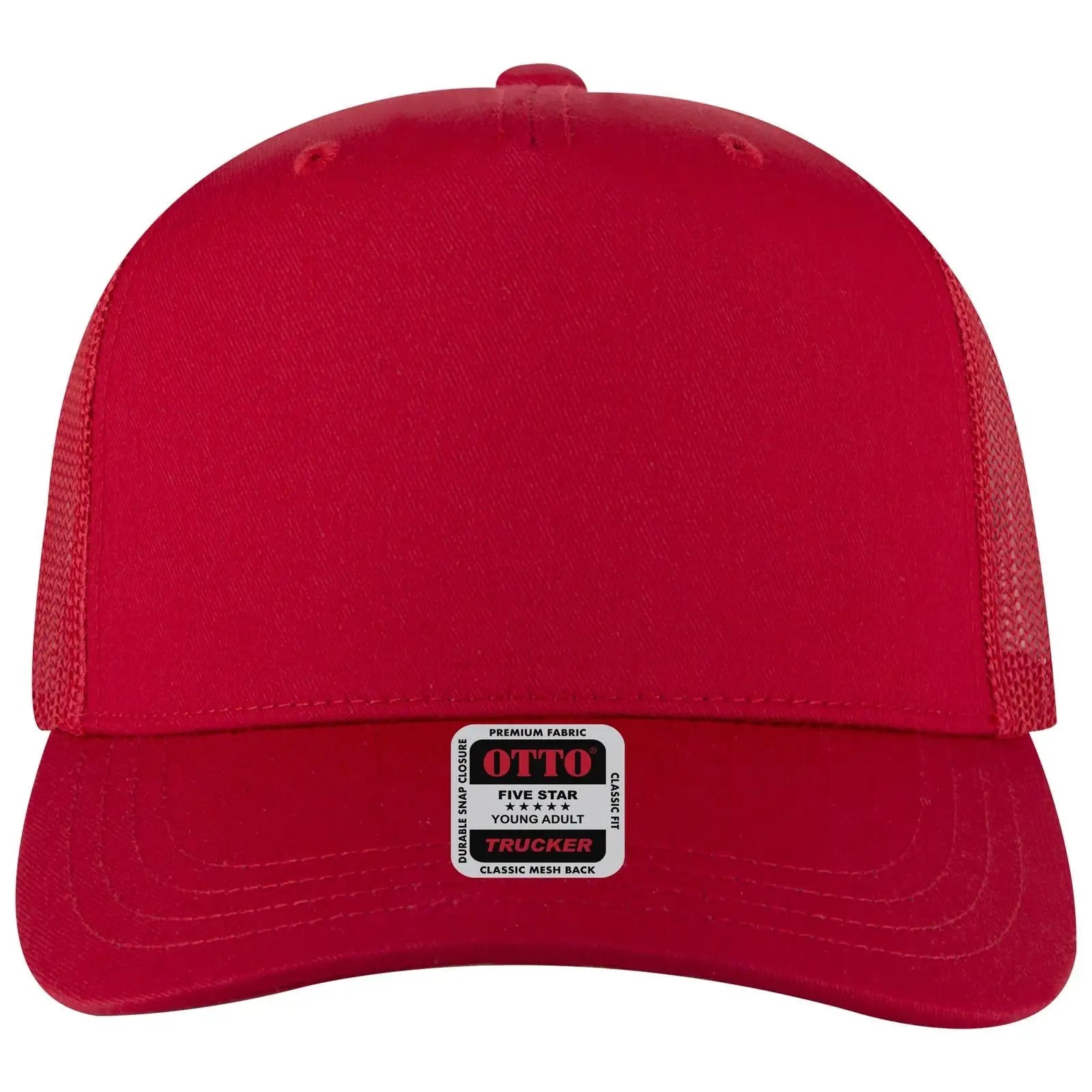 OTTO 32-285 5 Panel Mid Profile Mesh Back Trucker Cap - Red
