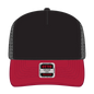 OTTO 32-285 5 Panel Mid Profile Mesh Back Trucker Cap - Red/Blk - Red/Blk / 6 1/2’’ - 7 5/8’’
