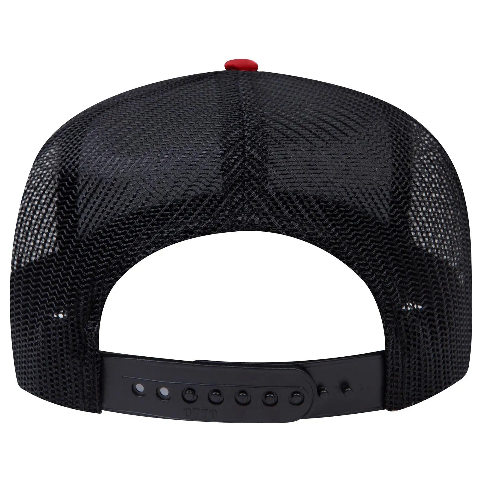 OTTO 32-285 5 Panel Mid Profile Mesh Back Trucker Cap - Red/Blk - Red/Blk / 6 1/2’’ - 7 5/8’’