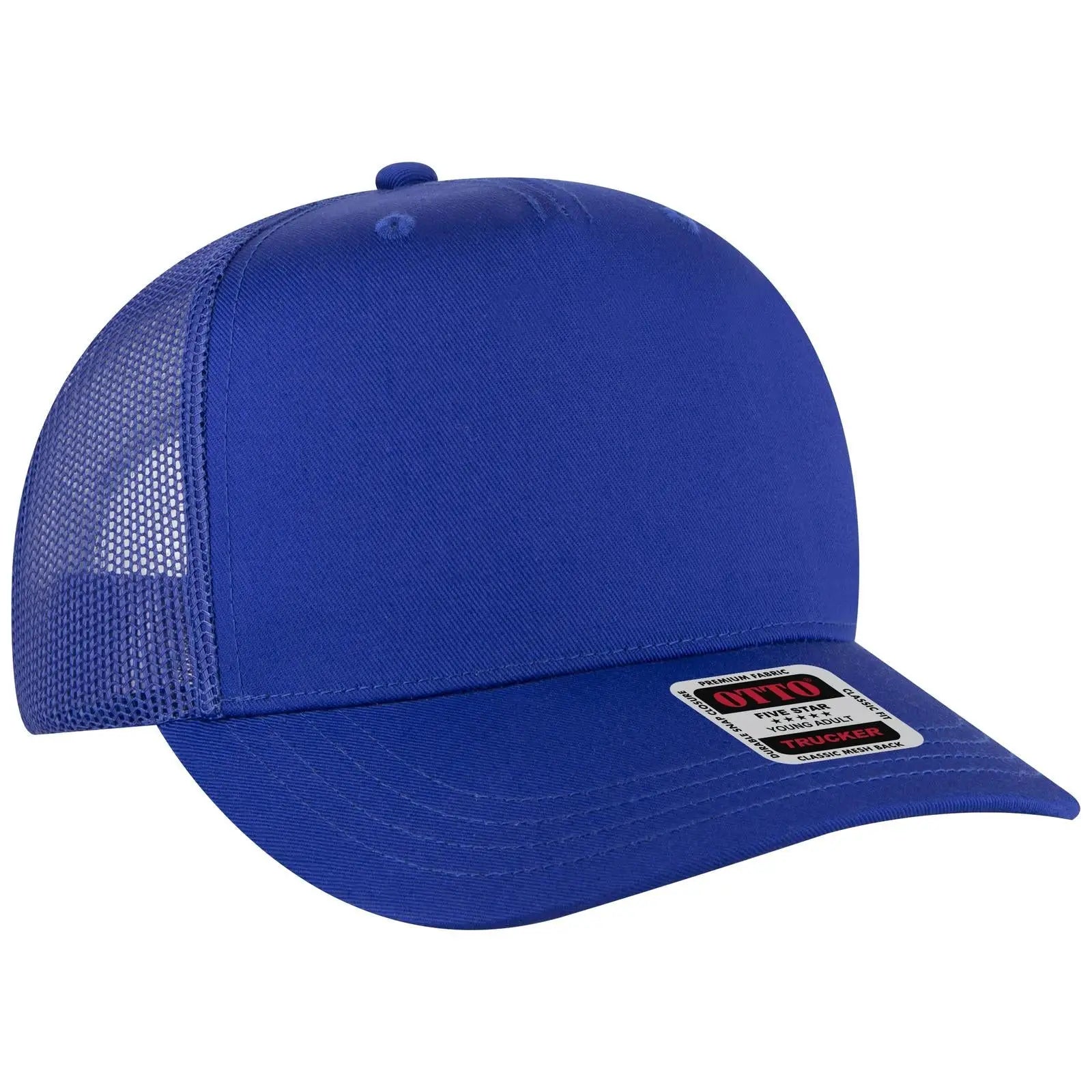 OTTO 32-285 5 Panel Mid Profile Mesh Back Trucker Cap - Royal