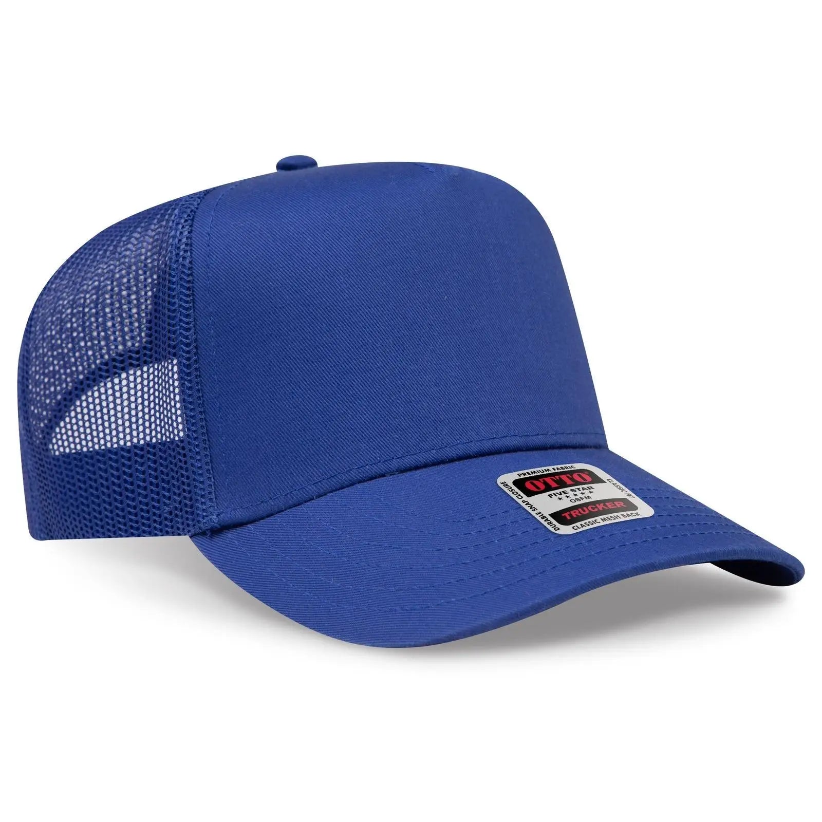 OTTO 32-285 5 Panel Mid Profile Mesh Back Trucker Cap - Royal