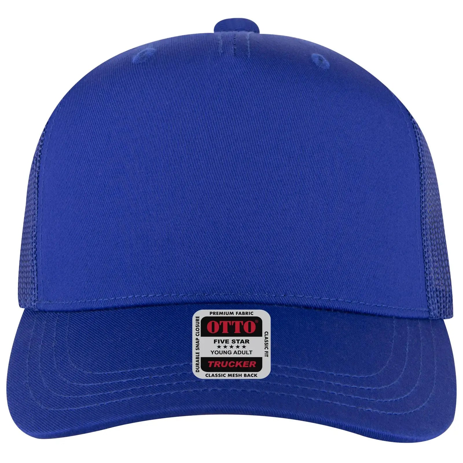 OTTO 32-285 5 Panel Mid Profile Mesh Back Trucker Cap - Royal