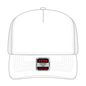 OTTO 32-285 5 Panel Mid Profile Mesh Back Trucker Cap - White - White / 6 1/2’’ - 7 5/8’’