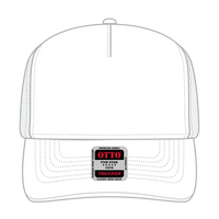 OTTO 32-285 5 Panel Mid Profile Mesh Back Trucker Cap - White - White / 6 1/2’’ - 7 5/8’’