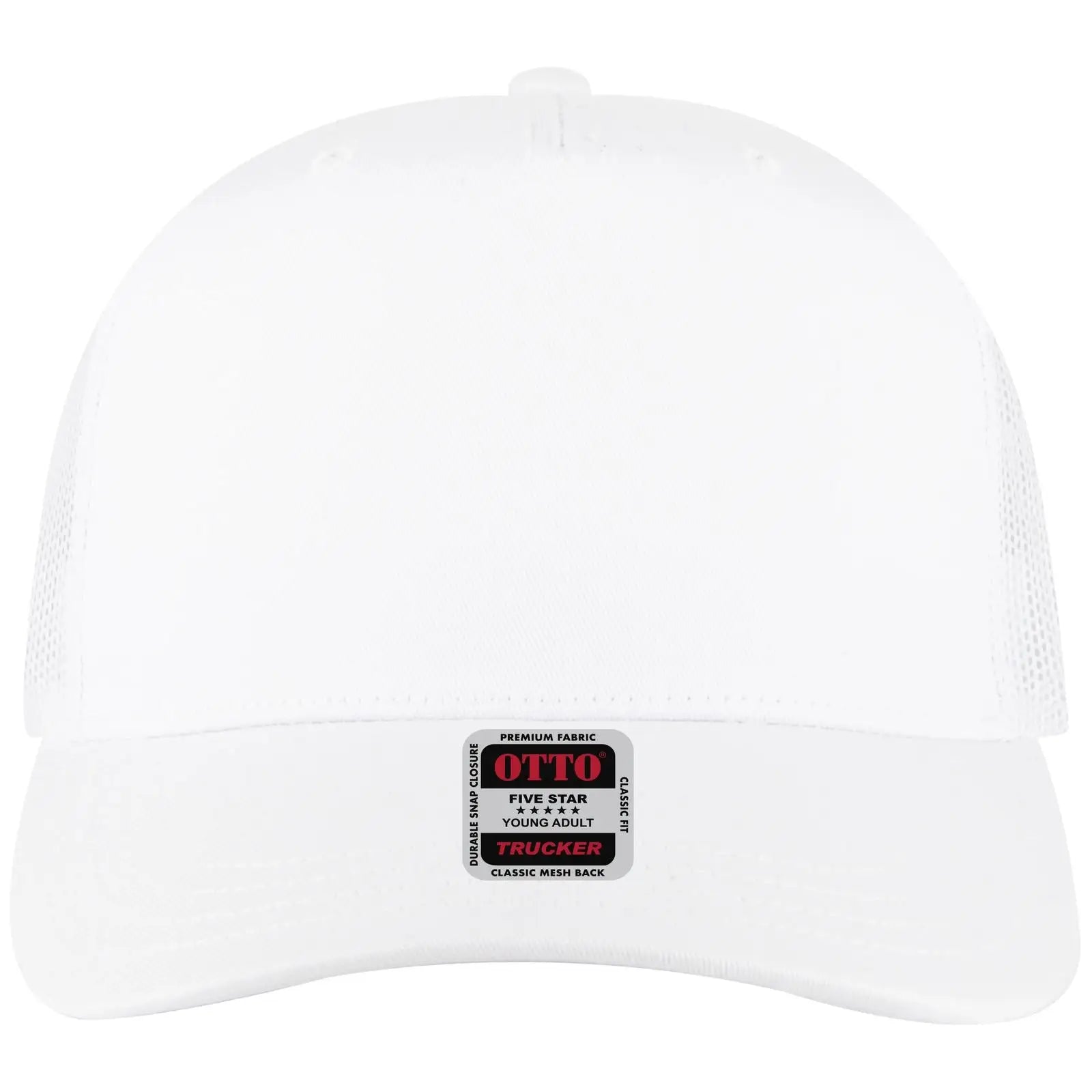 OTTO 32-285 5 Panel Mid Profile Mesh Back Trucker Cap - White