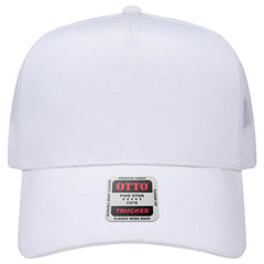 OTTO 32-285 5 Panel Mid Profile Mesh Back Trucker Cap - White