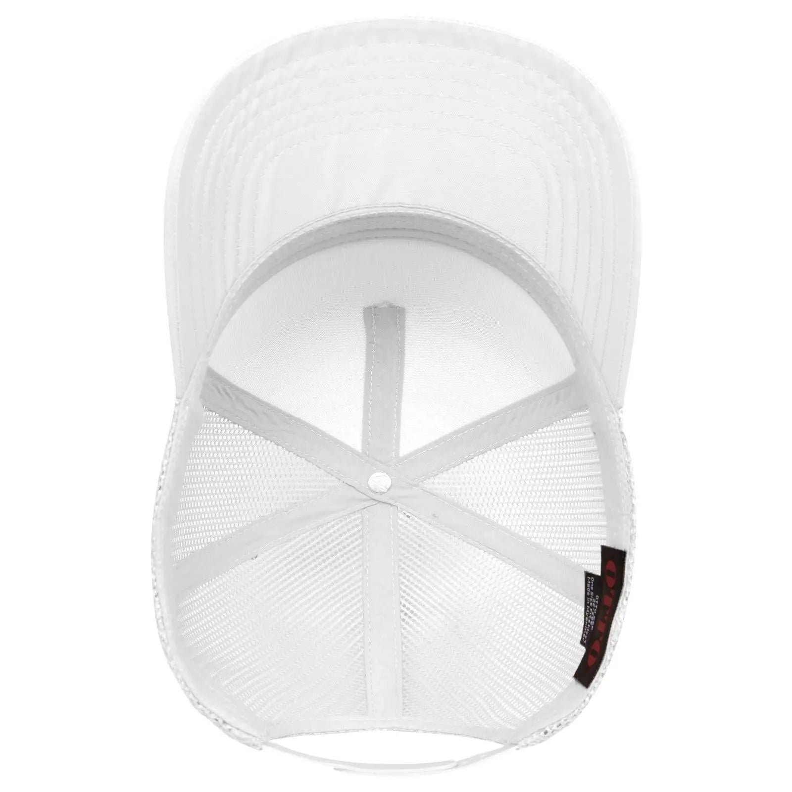 OTTO 32-285 5 Panel Mid Profile Mesh Back Trucker Cap - Wht - Wht / 6 1/2’’ - 7 5/8’’