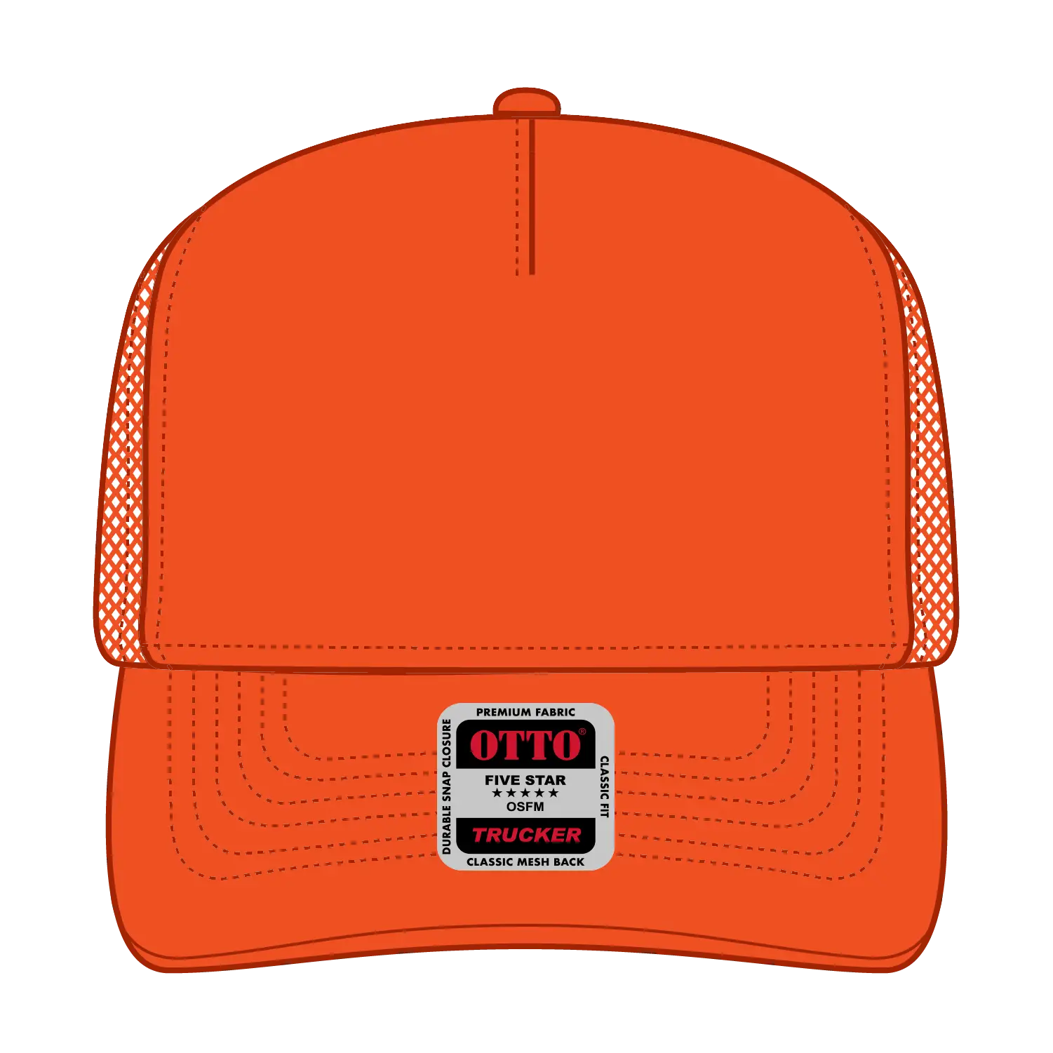 OTTO 32-285 Neon 5 Panel Mid Profile Mesh Back Trucker Cap - N. Orange - N. Orange / 6 1/2’’ - 7 5/8’’