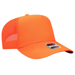 OTTO 32-285 Neon 5 Panel Mid Profile Mesh Back Trucker Cap - N. Orange - N. Orange / 6 1/2’’ - 7 5/8’’