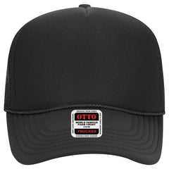 OTTO 32-467 5 Panel Mid Profile Mesh Back Trucker Cap - Black - Black / 6 1/2’’ - 7 5/8’’