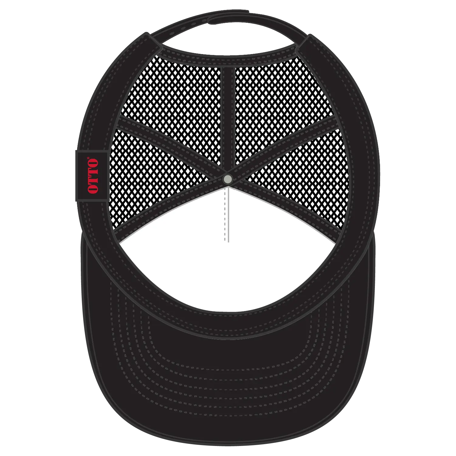 OTTO 32-467 5 Panel Mid Profile Mesh Back Trucker Cap - Black - Black / 6 1/2’’ - 7 5/8’’