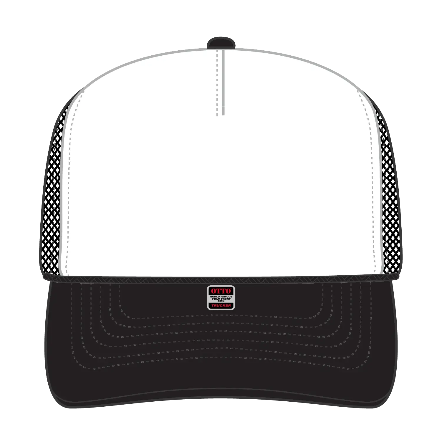 OTTO 32-467 5 Panel Mid Profile Mesh Back Trucker Cap - Blk/Wht/Blk - Blk/Wht/Blk / 6 1/2’’ - 7 5/8’’