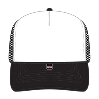 OTTO 32-467 5 Panel Mid Profile Mesh Back Trucker Cap - Blk/Wht/Blk - Blk/Wht/Blk / 6 1/2’’ - 7 5/8’’
