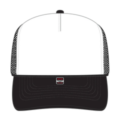 OTTO 32-467 5 Panel Mid Profile Mesh Back Trucker Cap - Blk/Wht/Blk - Blk/Wht/Blk / 6 1/2’’ - 7 5/8’’