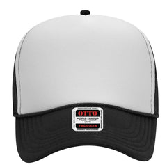 OTTO 32-467 5 Panel Mid Profile Mesh Back Trucker Cap - Blk/Wht/Blk - Blk/Wht/Blk / 6 1/2’’ - 7 5/8’’