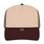 OTTO 32-467 5 Panel Mid Profile Mesh Back Trucker Cap - Brn/Tan/Brn - Brn/Tan/Brn / 6 1/2’’ - 7 5/8’’