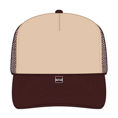 OTTO 32-467 5 Panel Mid Profile Mesh Back Trucker Cap - Brn/Tan/Brn - Brn/Tan/Brn / 6 1/2’’ - 7 5/8’’