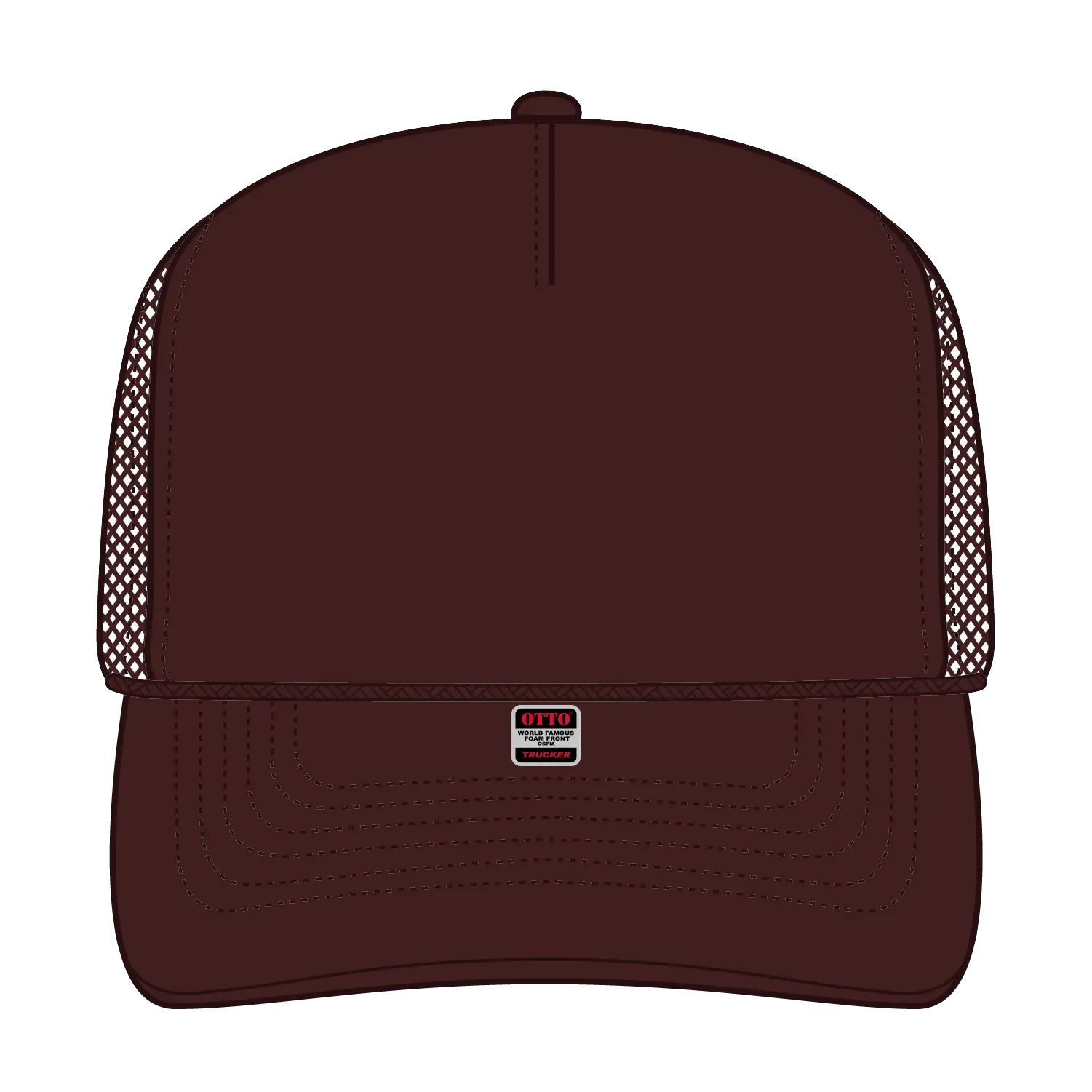 OTTO 32-467 5 Panel Mid Profile Mesh Back Trucker Cap - Brown - Brown / 6 1/2’’ - 7 5/8’’