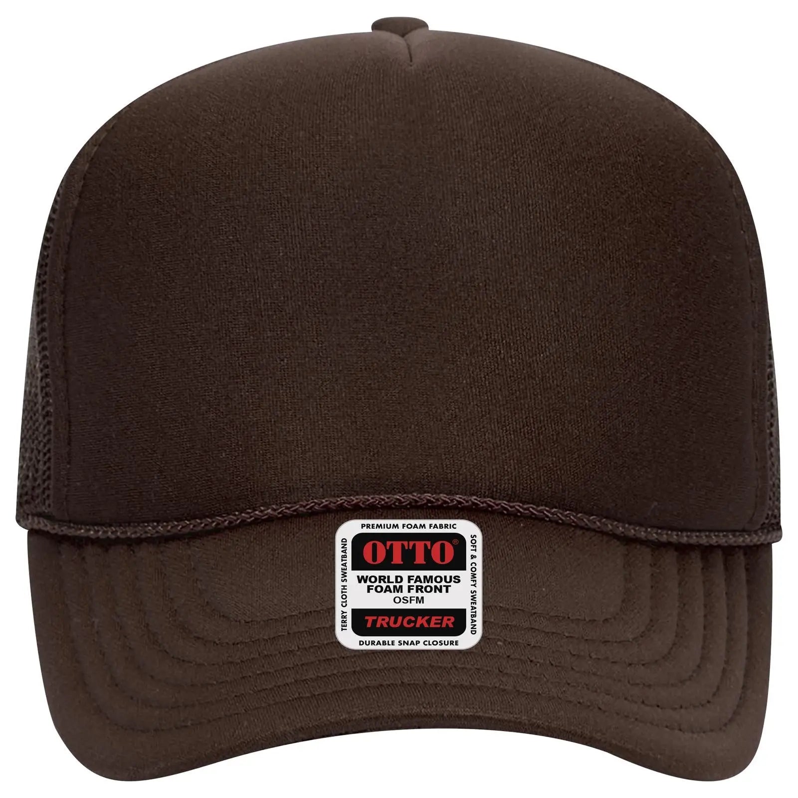 OTTO 32-467 5 Panel Mid Profile Mesh Back Trucker Cap - Brown - Brown / 6 1/2’’ - 7 5/8’’