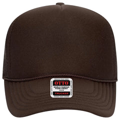 OTTO 32-467 5 Panel Mid Profile Mesh Back Trucker Cap - Brown - Brown / 6 1/2’’ - 7 5/8’’