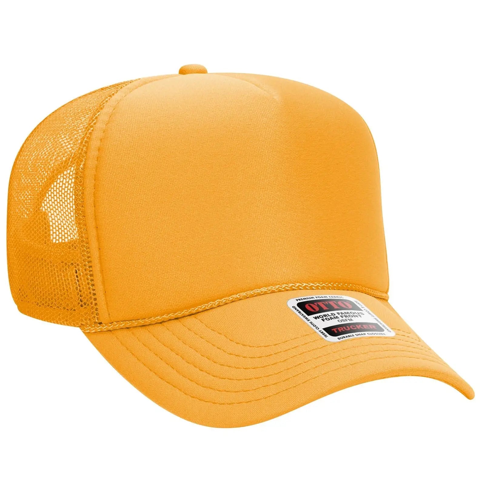 OTTO 32-467 5 Panel Mid Profile Mesh Back Trucker Cap - Gold - Gold / 6 1/2’’ - 7 5/8’’
