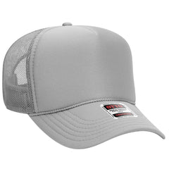 OTTO 32-467 5 Panel Mid Profile Mesh Back Trucker Cap - Gray - Gray / 6 1/2’’ - 7 5/8’’