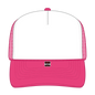 OTTO 32-467 5 Panel Mid Profile Mesh Back Trucker Cap - H.Pnk/Wht/H.Pnk - H.Pnk/Wht/H.Pnk / 6 1/2’’ - 7 5/8’’