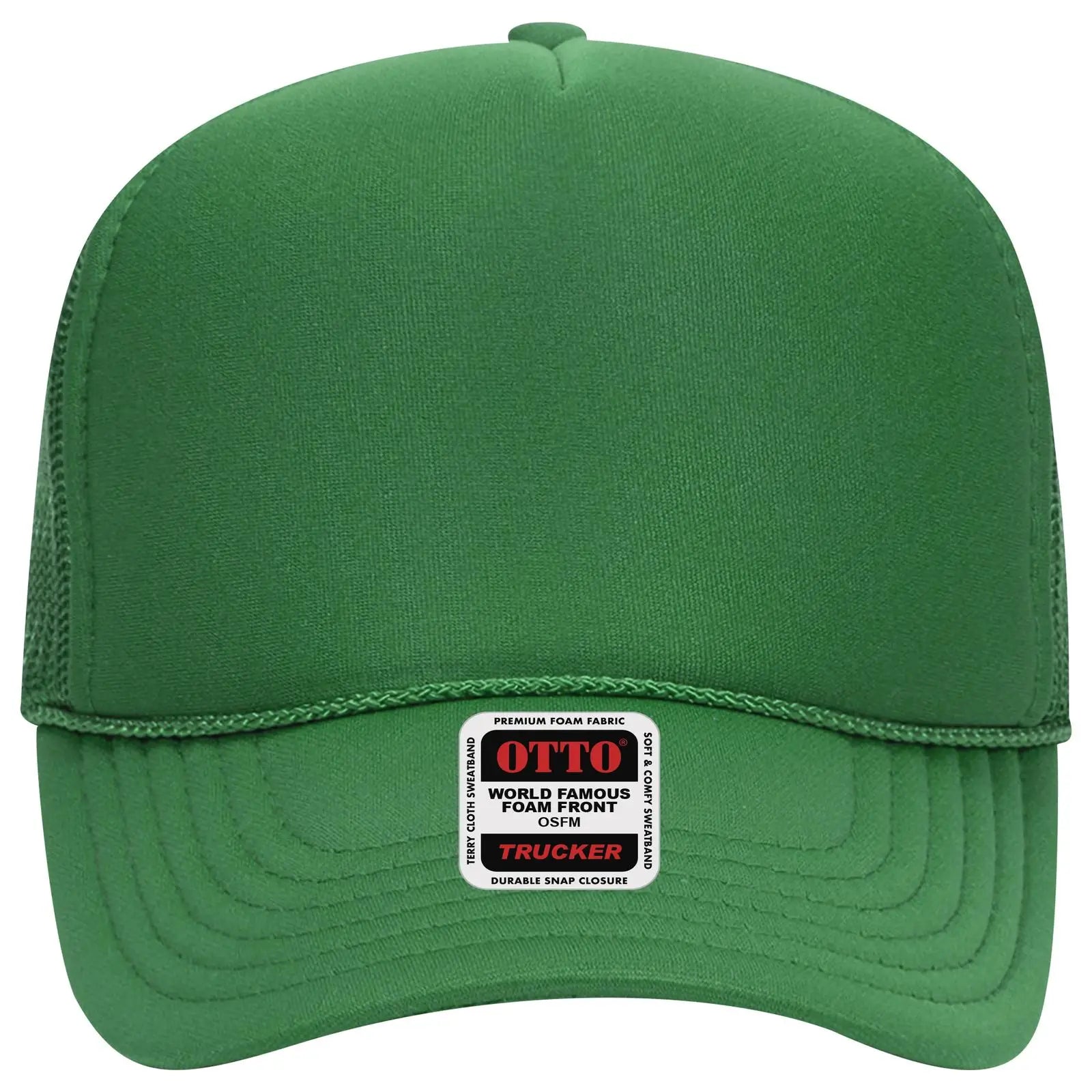 OTTO 32-467 5 Panel Mid Profile Mesh Back Trucker Cap - Kelly - Kelly / 6 1/2’’ - 7 5/8’’