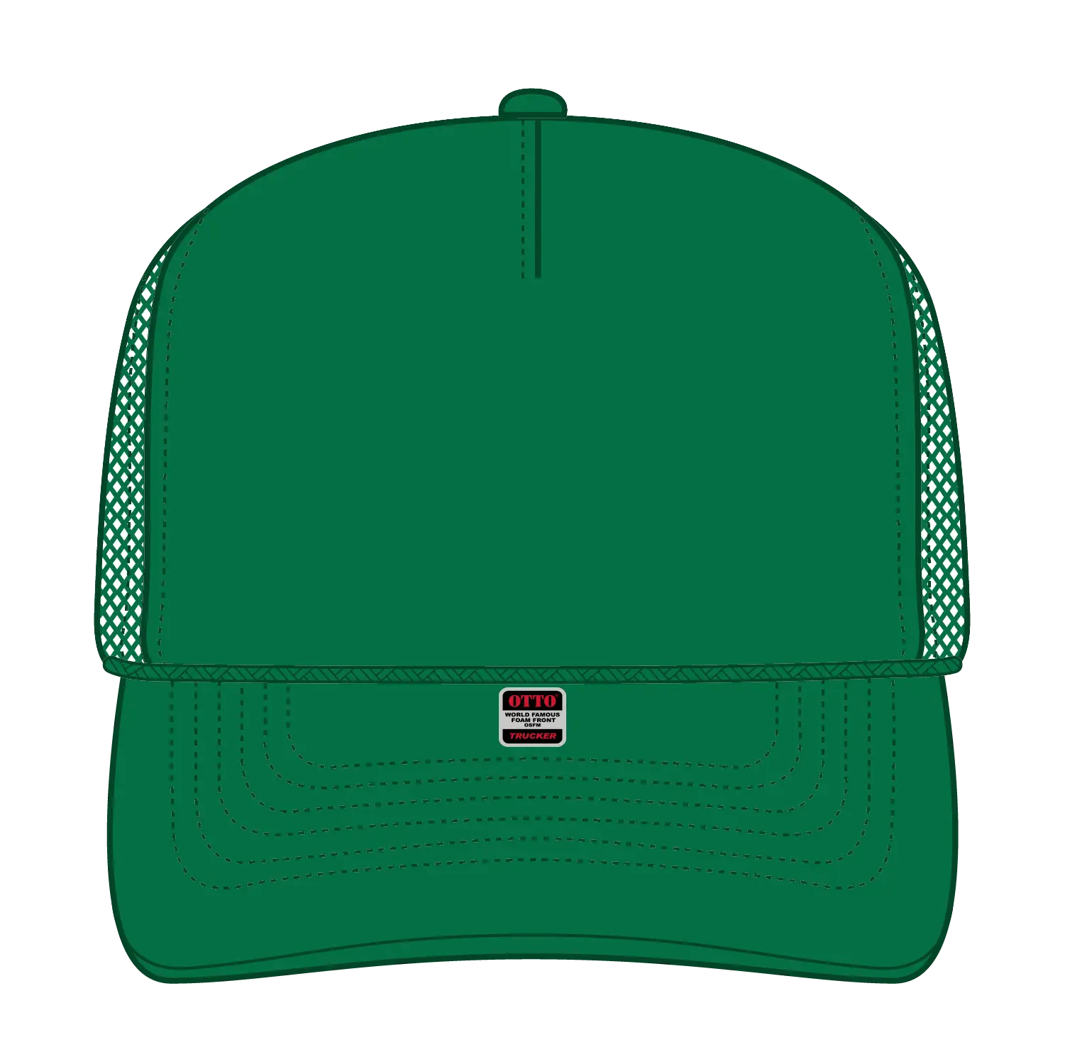 OTTO 32-467 5 Panel Mid Profile Mesh Back Trucker Cap - Kelly - Kelly / 6 1/2’’ - 7 5/8’’
