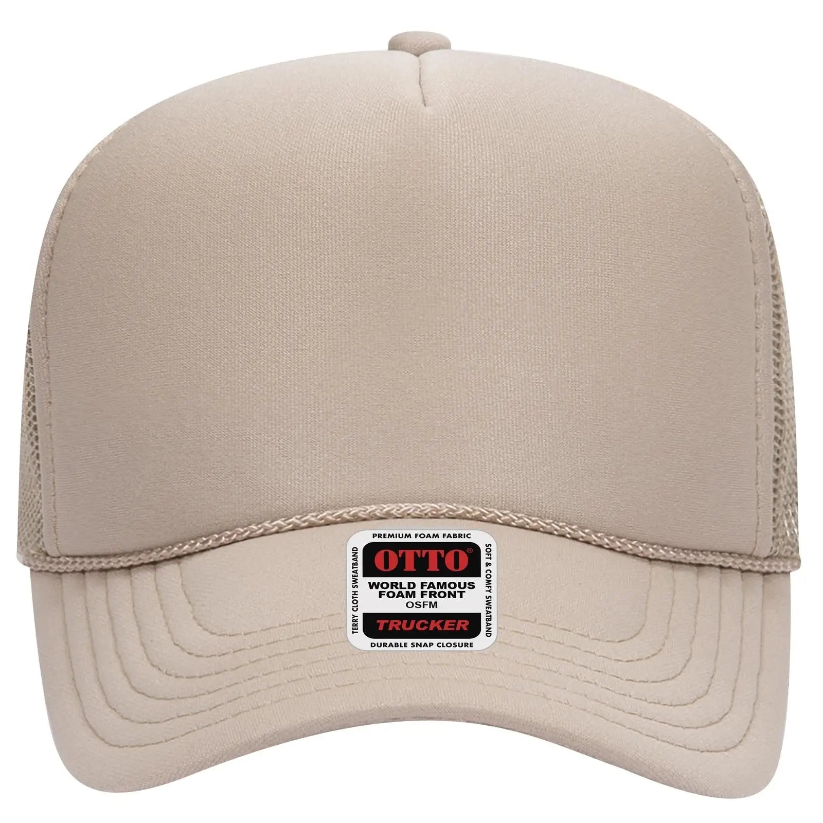 OTTO 32-467 5 Panel Mid Profile Mesh Back Trucker Cap - Khaki - Khaki / 6 1/2’’ - 7 5/8’’