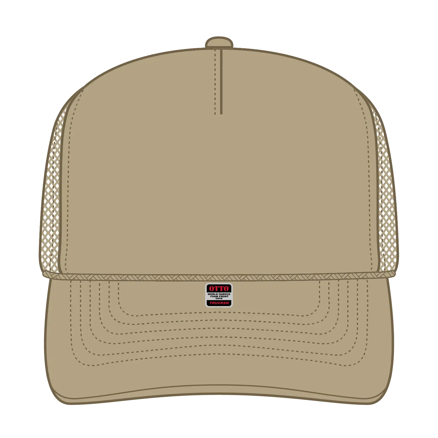 OTTO 32-467 5 Panel Mid Profile Mesh Back Trucker Cap - Khaki - Khaki / 6 1/2’’ - 7 5/8’’
